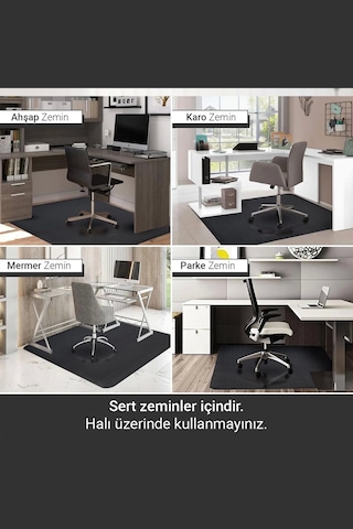 Valerine Life Zemin Döşeme Halısı Ofis, Oyuncu Koltuğu Bilgisayar Masası Koruyucu Mat Kaymaz Taban Siyah