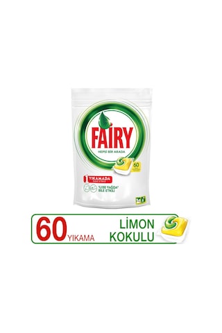 Fairy Hepsi Bir Arada Limon Kokulu Bulaşık Makinesi Deterjanı 4 x 60 Tablet