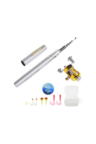 Dianziye Alüminyum Balıkçılık Seti: 1m Kalem Olta, Metal Makara, 25m Misina Ve Aksesuarlar Gümüş