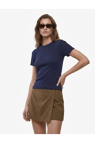 Koton Pamuklu Slim Fit Bisiklet Yaka Kısa Kollu Basic Tişört Lacivert 6sak50472ek