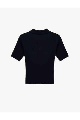 Koton Slim Fit Yarım Düğme Detaylı Kısa Kollu Polo Yaka Triko Kazak Lacivert 6sak90022ht Lacivert