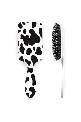 Vkemall Küçük Ve Büyük Kullanıcılara Uygun İnek Desenli Abs + Kauçuk Vantilli Akne Saç Fırçası - Tüm Saç Tipleri İçin, Islak/kuru Kullanım, Scalp Masajı Ve Statik Elektrikten Koruma