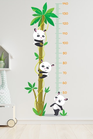 Sevimi Pandalar Çocuk Odası Boy Ölçer Sticker Boy Ölçüm Cetveli