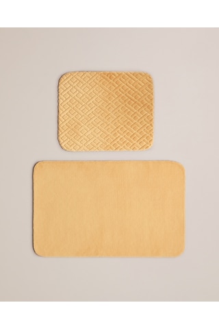 English Home Gridline Kaydırmaz Taban Banyo Paspası Seti 60x80 Cm + 40x60 Cm Hardal