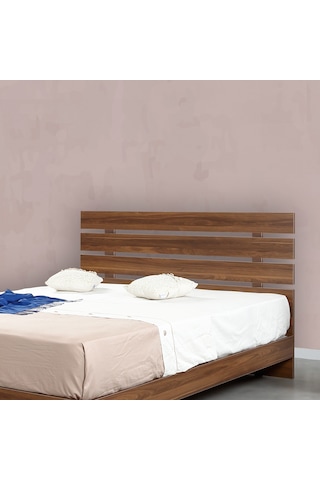 Pasifichome Huga Çift Kişilik Ahşap Karyola Ceviz 150 Cm / Başlıklı Karyola