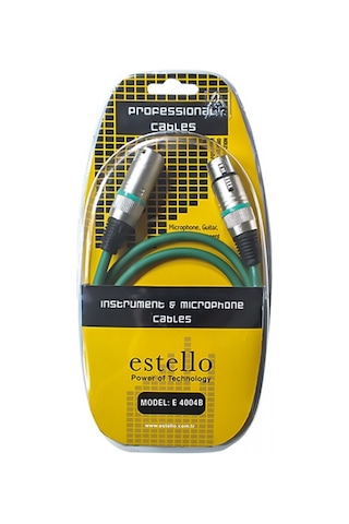 Estello E4004B Yeşil 8 Metre Xlr Erkek-Xlr Dişi Ara Kablo