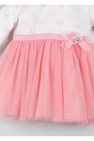 Babyhola Fiyonk Detaylı Tül Etek Kız Çocuk Elbise 15348 Pembe