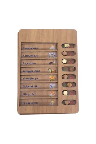 Ahşap Çocuk Günlük Rutin Checklist Kontrol Listesi Yapılacaklar Listesi