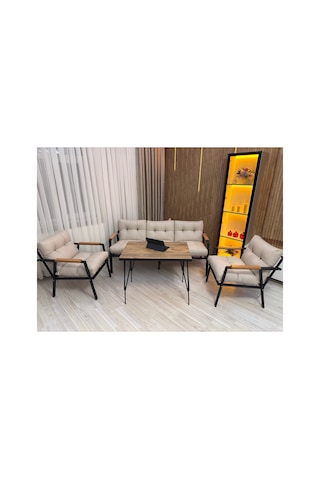 Güneş Balkon, Bahçe - Metal Kanepe Koltuk Takımı 3+1+1 + Masa Yemek Masası
