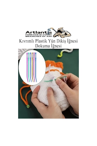 Kıvrımlı Plastik Yün İğnesi 12 Cm 50 Adet 1 Paket Plastik Dikiş Dokuma İğnesi Kavisli İplik İğne Goblen