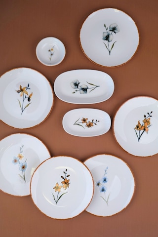 Tabak Evi Porselen Azelya Kahvaltı Ve İkram Takımı 6 Kişilik 14 Parça Çok Renkli