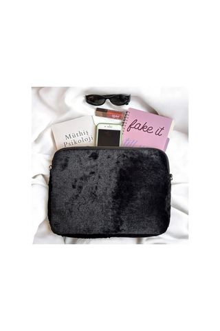 Plush Studıo 13-13.3-14 Inch Peluş Macbook, Laptop Çantası,siyah Toscase Askısız 36x26cm Siyah Siyah