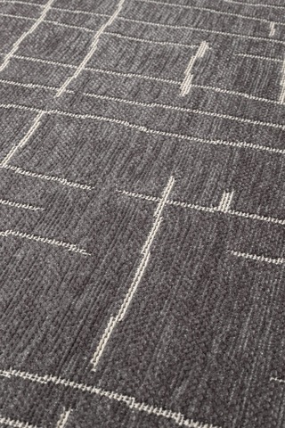 Seria Sra01z Antrasit Dekoratif Şönil Kilim Çizgili Desen Yıkanabilir Yumuşak Kaymaz Taban Halı