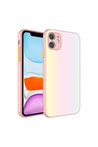 Apple Uyumlu iPhone 11 Kılıf Kamera Korumalı Renkli Temperli Zore X-cam Kapak NO8