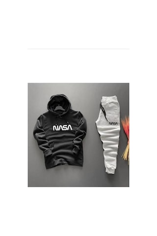 Nasa Baskılı Kıslık Eşofman Takımı Siyah