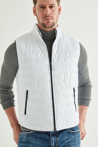 D's Damat Regular Fit Beyaz Dik Yaka Elyaf Dolgulu Mevsimlik Fermuarlı Yelek Mont 7HF07ORT42611