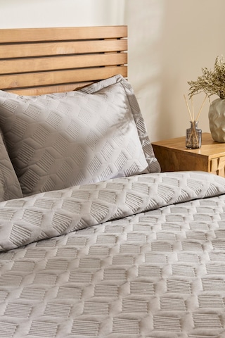 Kaşmir Home Greta Geometrik Çift Kişilik Yatak Örtüsü Takımı Koyu Gri 230x240 Cm Koyu Gri