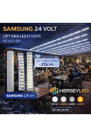 Samsung 24 Volt Beyaz Işık 6500k Pergola Tente Led Çift Sıra Yüksek Lümen Led Aydınlatma Beyaz