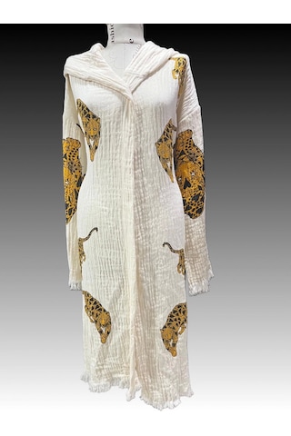 Kadın Müslin Bornoz %100 Pamuk Turuncu