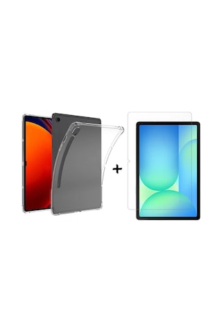 Forzacase Samsung Uyumlu Galaxy Tab S10 Fe 10.9 İçin Anti Shock Silikon Kılıf+ Temperli Kırılmaz Cam Fc014 Silikon