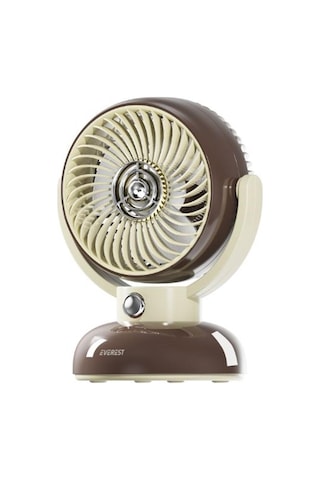 Everest Efn12 Kahve 1200mah 3 Hız Kademe Led Işıklı Retro Masaüstü Usb Fan 1 Adet