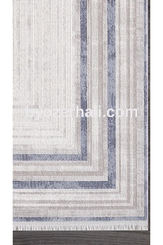 By Özer Halı Gri Renk Mavi Bordürlü Modern Stil Artemis Halı Romantik 02432b Salon Halısı Çok Renkli