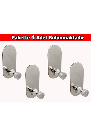 Glare İnce Belli Kendinden Yapışkanlı Askılık Tekli Oval Krom 4 Lü Paket Krom