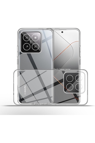 Xiaomi Mi 14t Pro Kılıf Şeffaf Silikon +9h Ekran Koruyucu Cam Set