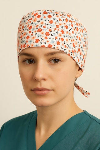 Kırmızı Çiçekli Doktor Hemşire Aşçı Hastane Bonesi Bandana M454