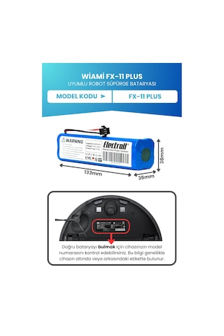 Wiami Fx-11 Plus Robot Süpürge Batarya 14.4V 5200 Mah Li-İon Pil