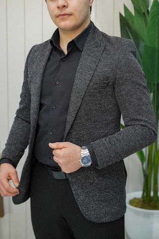 Bys Beystil Sivri Yaka Kırçıllı Siyah Ceket Lyon - Slim Fit