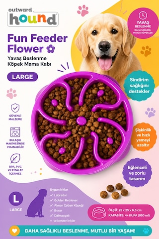 Fun Feeder Flower Yavaş Beslenme Köpek Mama Kabı Large