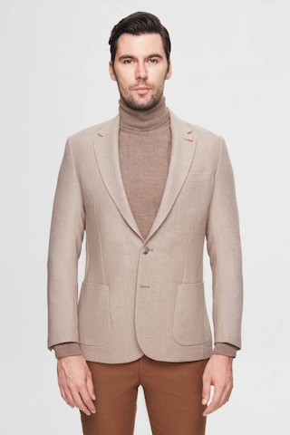 D's Damat Ds Damat Regular Fit Bej Armürlü Çift Yırtmaçlı Yünlü Blazer Kumaş Ceket 3hf04ır224361 Bej