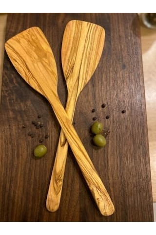 Zeytin Ağacı Spatula 2&apos Li Set İnce Ve Hafif Omlet, Krep, Krep Ve Hafif Tavada Kızartmak İçin Mükemmel Yapışmaz Tavalar İçin Güvenli 0