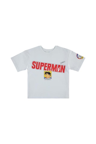 Superman Süperman Baskılı 6-9 Yaş Tişört - Beyaz