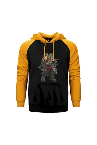 Diablo Iıı Ruhların Reaper'ı Barbar Sarı Renk Reglan Kol Kapşonlu Sweatshirt Sarı
