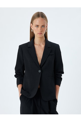 Koton Klasik Blazer Ceket 3/4 Kol Kruvaze Cepli Regular Fit Siyah 5wak50071uw Siyah