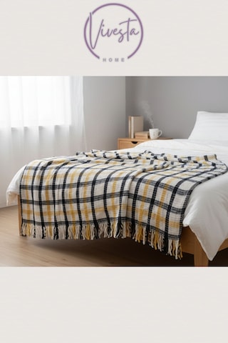 Yumuşacık Scotch Battaniye 150 200 Cm Sıcak, Şık Ve Konforlu Tasarım Sarı - Siyah