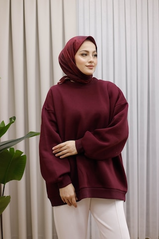 Moonsc Oversize Sweat 3 İplik Şardonlu Bordo