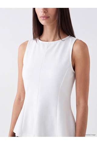 Lcw Everyday Beyaz Bisiklet Yaka Peplum Bluz