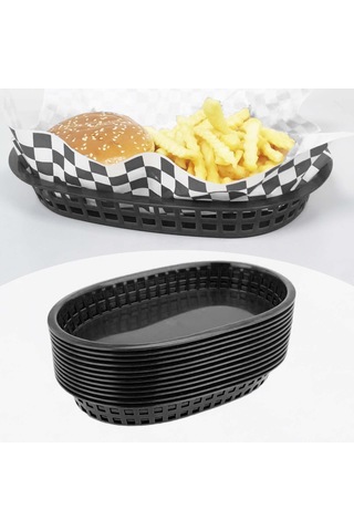 Suntek Restoran Oval Fast Food Sepeti Siyah 12 Adet