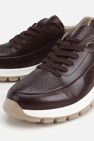 Yaya Erkek Kahverengi Deri Kontrast Tabanlı Bağcıklı Sneaker