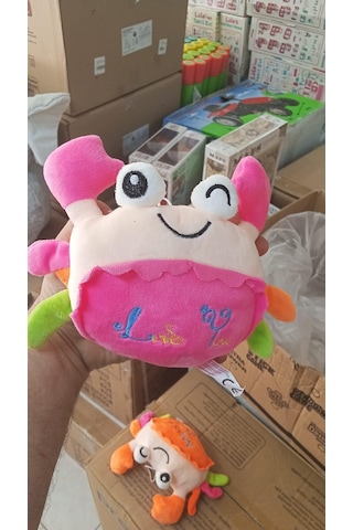 Oyuncak Peluş Sevimli Pembe Yengeç Uyku Arkadaşı 25 Cm Çok Renkli