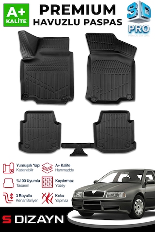 S-dizayn Skoda Octavia 3d Pro Havuzlu Paspas 1999-2006 A+ Kalite
