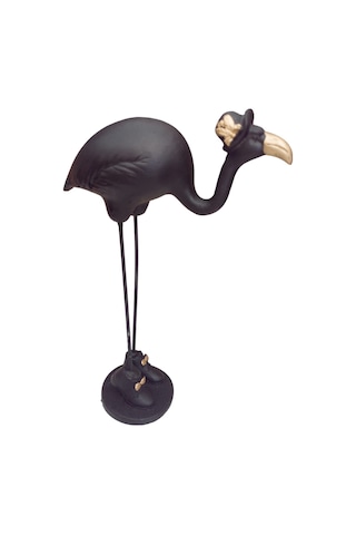 Polyester Siyah Flamingo Biblo Obje 24cm