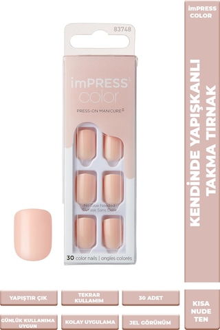 İmpress Color Kendinden Yapışkanlı Takma Tırnak Kısa Nude Ten