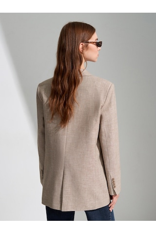 DİLVİN 60811 Keten Karışımlı Blazer Ceket-bej