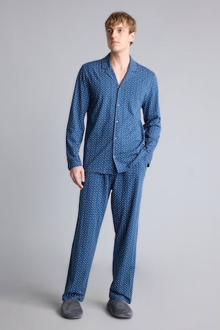 Defacto Regular Fit Mikro Desenli Uzun Kollu 2li Pijama Takımı I2466ax26aunv164 Lacivert-nv164