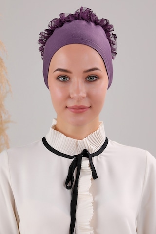 Melodi Scarf Tesettür Fırfırlı Bone Mor Mor