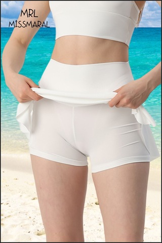 Mini Şort Etek Görünümü Etek Içi Şortlu Cepli Spor Tasarım Tenis Deniz Havuz Fitness Ekru 1107 Ekru